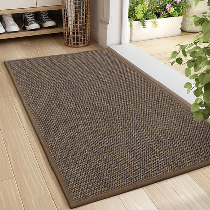 LEKEEPGO Door Mat 17"x29", Non Slip Door Mat Indoor Entrance, Rubber Backing Indoor Door mats Washable Absorbent Low-Profile Doormat Front Entryway Entry Resist Dirt Inside Door Mats, Khaki