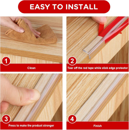Baby Proofing, 6.6ft Edge Protector Strip Clear, Silicone Soft Corner Protectors with Upgraded Pre-Taped Strong Adhesive, Edge Protectors for Sharp Corners of Cabinets, Tables, Drawers