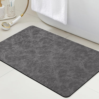 ACCUMTEK Non Slip Bath Mat, Thin Bathroom Rugs Fit Under Door, Quick Dry Bath Mats, Machine Washable Bath Rugs for Bathroom, Bathtub & Kitchen, Grey/Bordered/24 x17