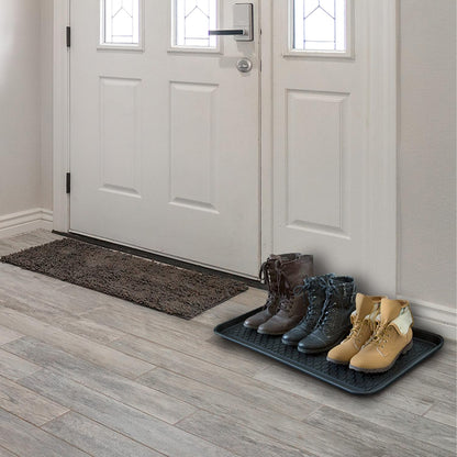 All Weather Boot Tray – Set of 2 Large Water-Resistant Plastic Utility Shoe Mat for Indoor and Outdoor Use in All Seasons by Stalwart (Black)