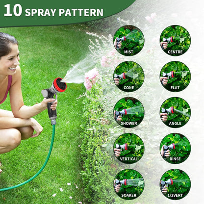 Hose Nozzle,Heavy Duty Metal Garden Hose Nozzles - 10 Spray Patterns Leak-Proof Hose Sprayer Nozzle with Thumb Control, High Pressure Water Hose Nozzle for Watering Plants, Car and Pet