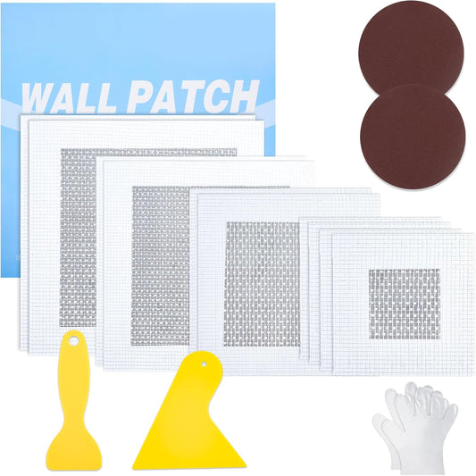 15 Pack Drywall Repair Kit - 2/4/6/8 Inch Drywall Repair Kit All-in-One Wall Patch Hole for Quick Easy Wall Repair Solution with Patches, Tools, Spatula