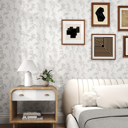 GloryTik Floral Peel and Stick Wallpaper, Removable Blue Floral Contact Paper, Self Adhesive Renter Friendly Wallpaper for Bedroom Living Room Bathroom (17.3" x 78.7")