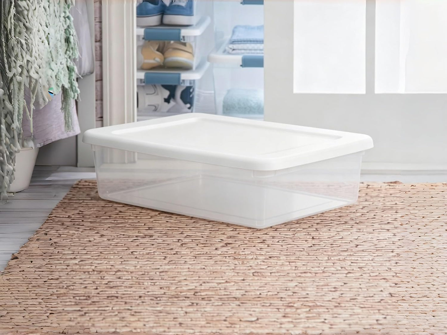41 Quart Under Bed Storage Bins with Snap-On Lids, 2-Pack, Clear Plastic Stackable Tote Boxes, Closet Storage for Clothes Storage & Bedroom Organization