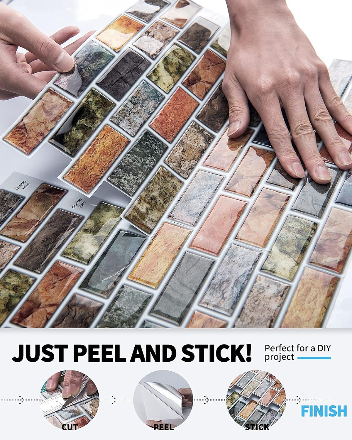 Art3d 10-Sheet Kitchen Backsplash Tiles Peel and Stick, Self Adhesive Wall Tile Sticker for Kitchen Island Bathroom Laundry Room RV Renter 12" x 12" - Jade Green