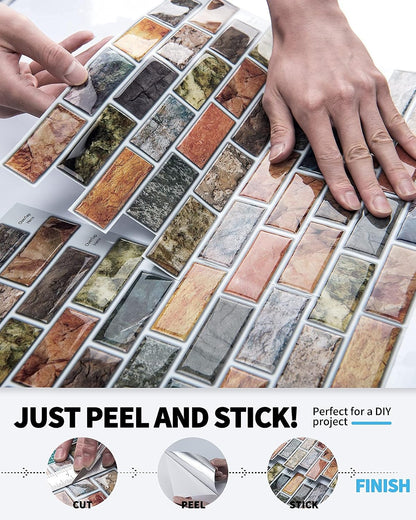 Art3d 10-Sheet Kitchen Backsplash Tiles Peel and Stick, Self Adhesive Wall Tile Sticker for Kitchen Island Bathroom Laundry Room RV Renter 12" x 12" - Jade Green
