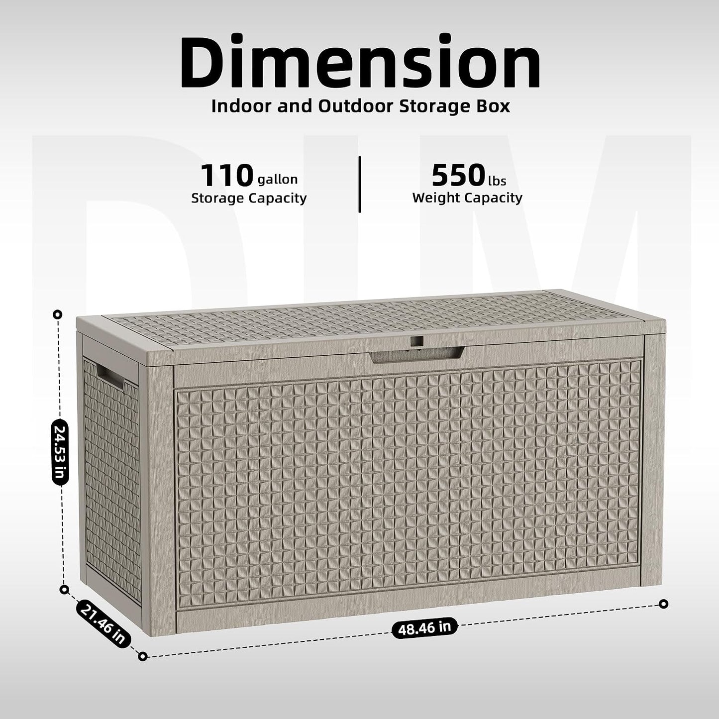 60 Gallon Outdoor Waterproof Storage Box, UV Resistant Resin Deck Box with Built-in Handle, Outdoor Storage Container for Patio Furniture, Garden Tools, Patio Cushions, Black