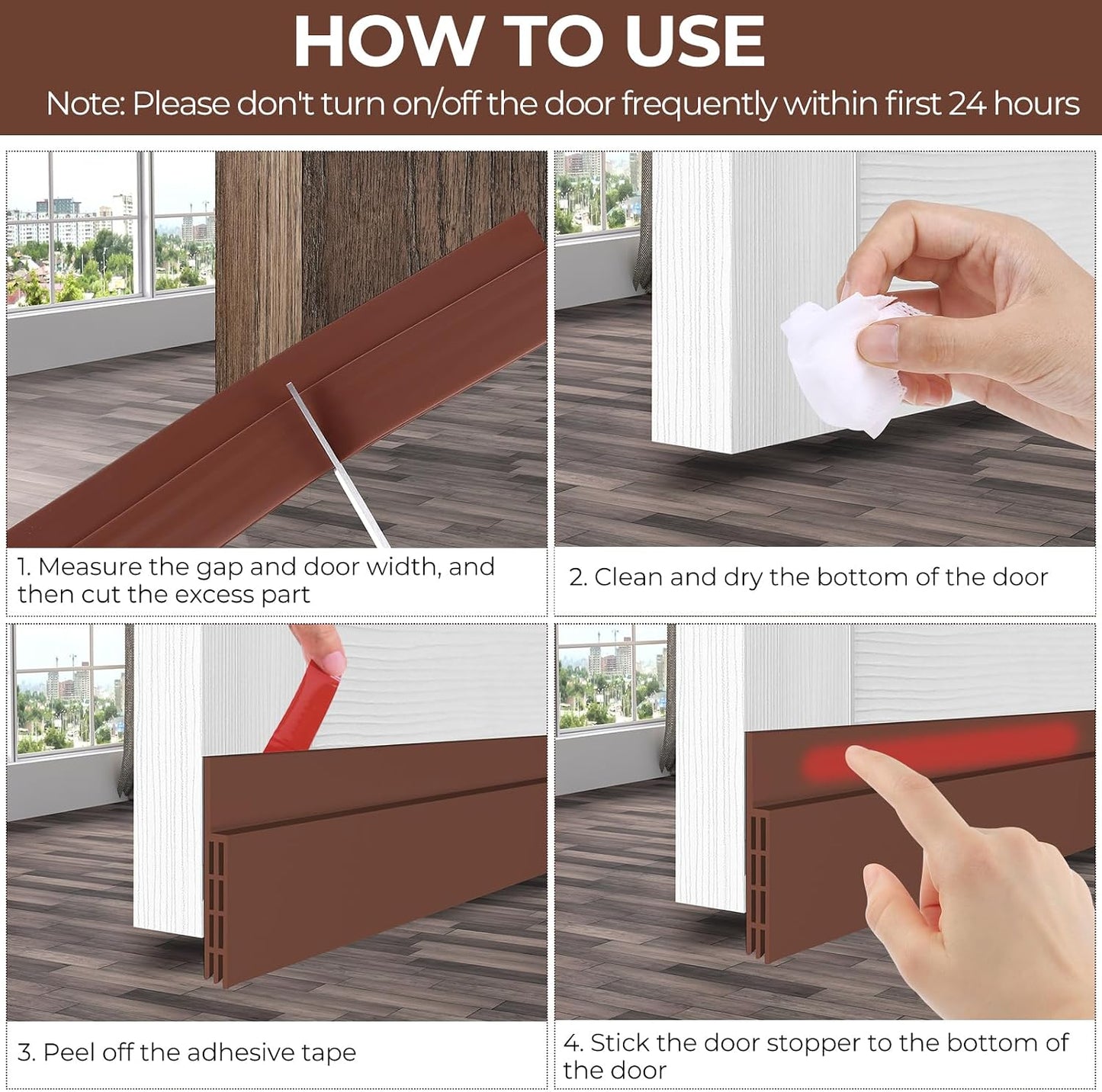 Door Draft Stopper, Ohuhu 39"L x 2"W Silicone Weather Stripping Under Door Seal for Exterior Interior Doors, 1" Widened Strong Adhesive, Soundproof Door Sweep Strip to Block Cold, Noise, Light Pests
