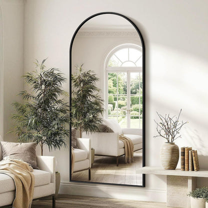 FICTOR Arched Full Length Mirror 15" x 56", Full Body Floor Mirror with Adjustable Stand, Free Standing Mirror with Aluminum Frame for Bedroom, Living Room, Cloakroom, Gold
