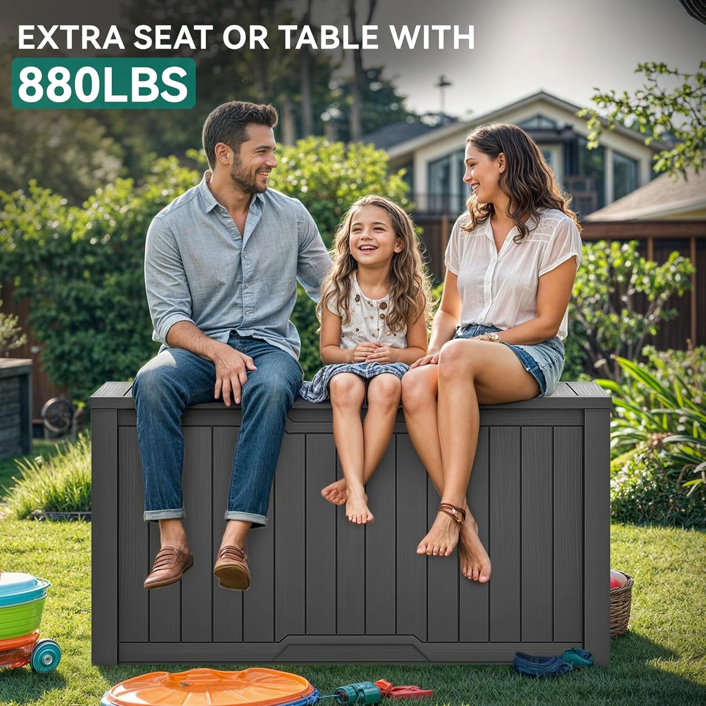 YITAHOME 35 Gallon Outdoor Storage Box | Waterproof Resin Deck Box and Package Delivery with Lockable Lid for Patio Furniture Cushions, Pool Accessories, Garden