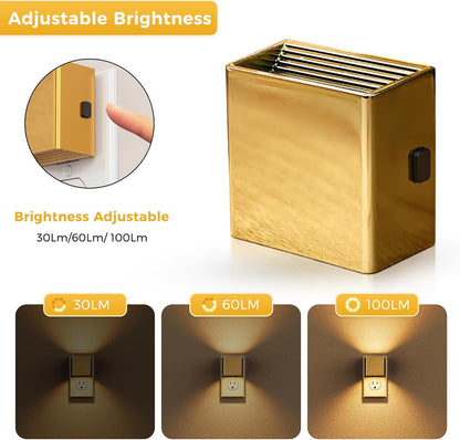 L LOHAS LED Motion Sensor Night Light, [2-Pack] Plug in Night Light with Motion Sensor and Dusk to Dawn Sensor, Brightness Adjustable, 3000K Soft White Nightlight for Bathroom Hallway Kitchen