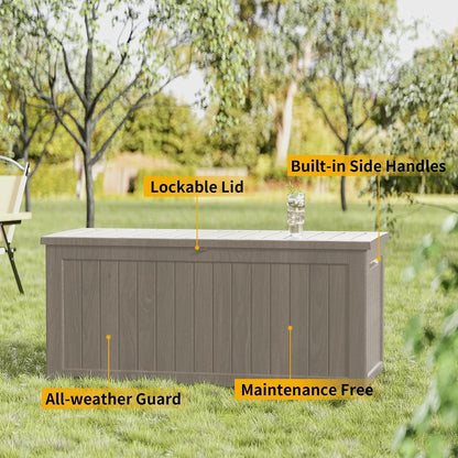 Outdoor Storage Box 325GAL Waterproof Resin Deck Box,Pool Accessories Supplies，UV-Resistant Lockable Package Delivery Bin for Garden Tools,Large Patio Outside Cushions,Chest,Furniture,Black