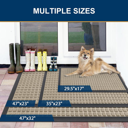 Smiry Front Door Mat Outside Entrance, Heavy Duty Natural Rubber Doormat, Non Slip, Trap Dirt and Moisture, Easy Clean, Low Profile Welcome Floor Mats for Indoor Outdoor Entry, 29.5x17 Inch, Black
