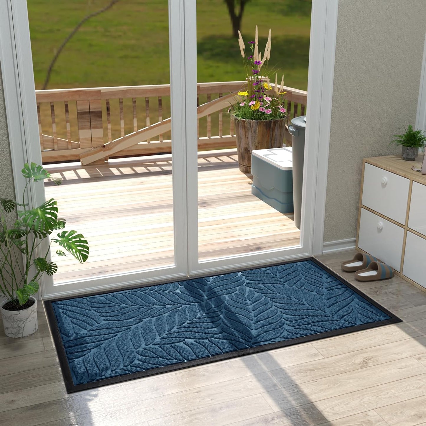 Yimobra Front Door Mat Outdoor Indoor, 29.5x17 All-Season Waterproof Door Mat Outside Entrance, All-Weather Non-Slip Outside Doormat for Garage Patio Entryway, Brown