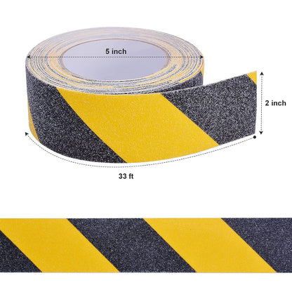 Qingluan Anti Slip Tape, Safety Non Slip Tape Outdoor Waterproof, High Adhesive Grip Tape for Stairs, Tread Step, Ramp, Skateboard, Caution to Keep from Slipping (Yellow/Black, 2 Inch x 33 Foot)