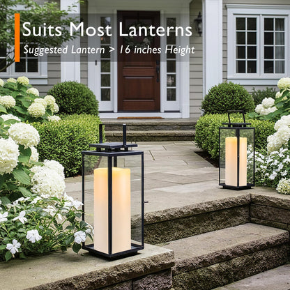 Homemory 6" 8" 10" x 4" Waterproof Outdoor Flameless Candles, Battery Operated Flickering LED Pillar Candles with Remote and Timers for Indoor, Plastic, Ivory White