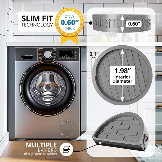 Silent Guys 8 Pack Anti Vibration Pads for Washing Machine - Grey Machine Anti Vibration Pads Vibration Isolation Pads Washing Machine Shock Absorber Washing Machine Leveling Feet