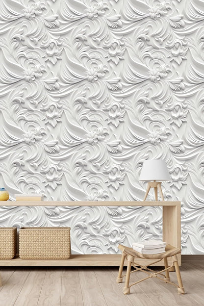 Floral Peel and Stick Wallpaper 3D Effect Interior Wall Décor Contact Paper Self Adhesive Removable Renter Friendly for Bedroom Living Cabinet Room 17.7in x 9.8ft (Not Textured Wallpaper