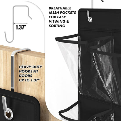 Simple Houseware 24 Pockets - 2PK 12 Large Pockets Over Door Hanging Shoe Organizer, Grey