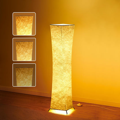 chiphy Floor Lamp, Dimmable 61" Tall Standing Lamp, 3 Levels Adjustable Brightness 12Wx2 LED Bulbs, Column Floor Light w/White Fabric Shade, Home Decor for Living Room, Bedroom, Kids Room