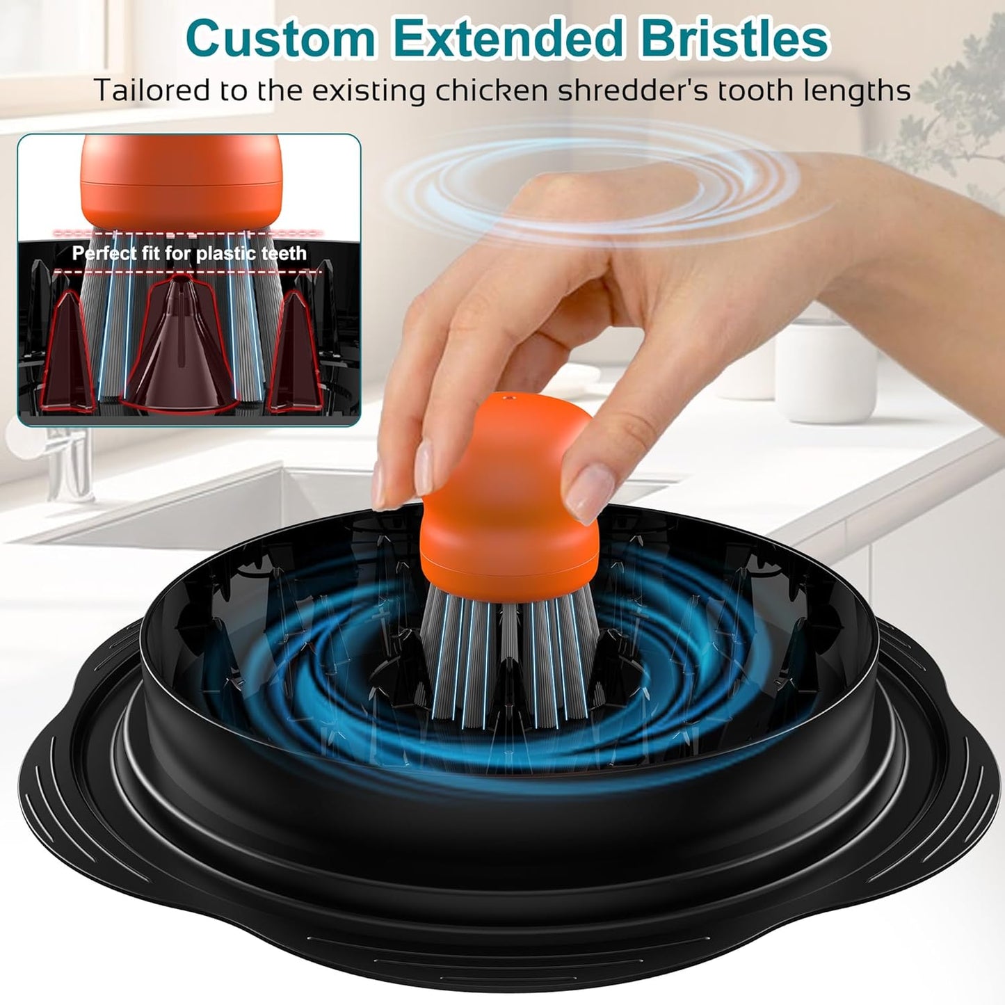 Mini Dish Brush for Cleaning Chicken Shredder, Palm Brush Dish Scrubber with Ergonomic Grip, Kitchen Brush for Washing Dishes, Pans, Pots, Sink (1, Black)