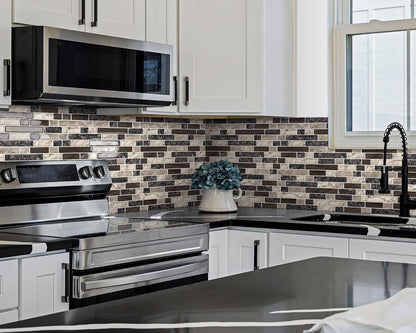 Peel and Stick Backsplash 3D Self Adhesive Wall Tile Brown 10 Sheet | Thick,Sticky,12"x12",Marble,for Kitchen,Bathroom