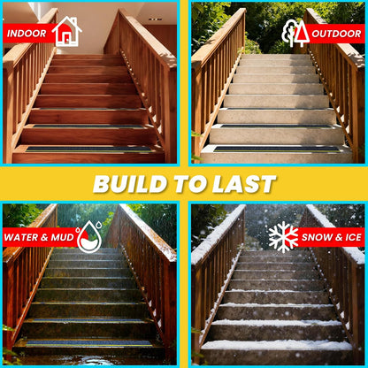 LifeGrip Anti Slip Traction Treads 10 Pack, 6"x32" with Glow in Dark Stripe, Best Grip Tape Grit Non Slip, Outdoor Non Skid Tape, High Traction Friction Abrasive Adhesive for Stairs Step