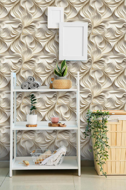 Floral Peel and Stick Wallpaper 3D Effect Interior Wall Décor Contact Paper Self Adhesive Removable Renter Friendly for Bedroom Living Cabinet Room 17.7in x 9.8ft (Not Textured Wallpaper