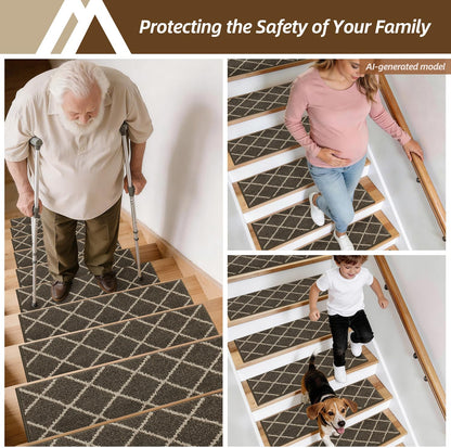 COSY HOMEER Carpet Stair Treads for Wooden Steps Non-Slip Indoor,4pcs, Navy | Peel and Stick,Reusable Adhesive,Residue Free,Washable,Pet Friendly,Soft Stair Runner for Kids,Elders,Multi-Surface Use