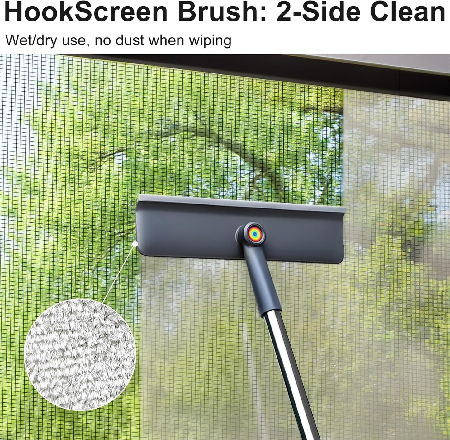 3-in-1 Window Squeegee for Home - 60" Window Cleaning Kit with 3 Microfiber Cloths & Screen Brush, All-in-1 Cleaner Tool for Outdoor Windows, Glass Door & Screens, Lightweight & Easy Storage