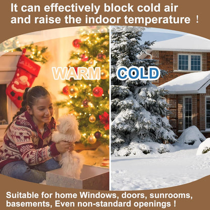 Window Insulation Kit for Winter Adjustable Plastic Insulated Window Cover Sealer Reusable Thermal Thicken Clear Insulation Wrap Transparent Film with Hook and Loop Tape for Winterizing 48'' x 63''
