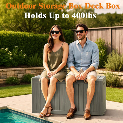 Outdoor Storage Box, 50 Gallon Waterproof Deck Storage Box, Lockable Patio Storage Bins for Package Delivery, Porch, Garden Tool, Cushions, Anti-Theft Weatherproof & UV-Resistant Parcel Drop Box