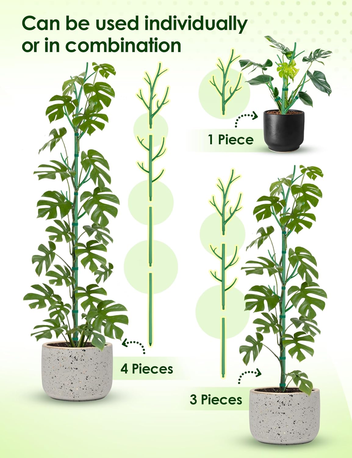 NiHome Comprehensive Plant Support Stake Set of 6 - Durable, UV Resistant 39.5" Stakes with Extension Poles, Orchid Clips & Plant Ties for Climbing Indoor & Outdoor Plants, Monstera, Pothos & More