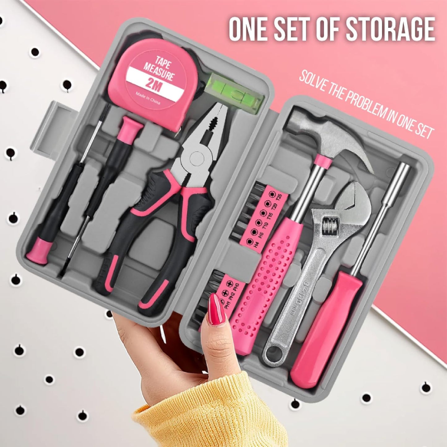 20 Pcs Basic Tool Kit, Compact Home Tool Set with Mini Tool Box, Ideal for Household Repairs, Office Maintenance, Simple DIY, General Tools User-friendly for Beginners, Women & Student(Yellow)