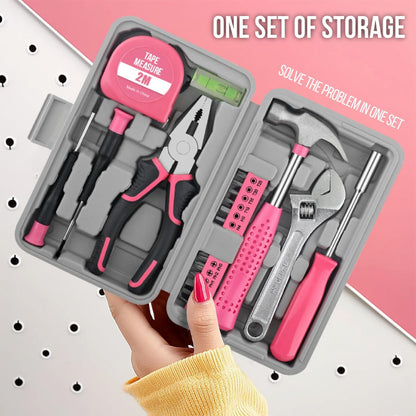 20 Pcs Basic Tool Kit, Compact Home Tool Set with Mini Tool Box, Ideal for Household Repairs, Office Maintenance, Simple DIY, General Tools User-friendly for Beginners, Women & Student(Yellow)