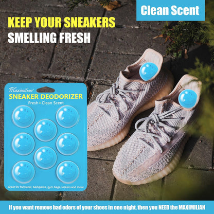 MAXIMILIAN Shoe Deodorizer Balls 8pcs Professional Shoe Fresheners Balls Foot Odor Eliminator Odor-Fighting Freshener for Neutralizing Odor and Refreshing Sneaker Shoes,Wardrobe,Bags,Blue