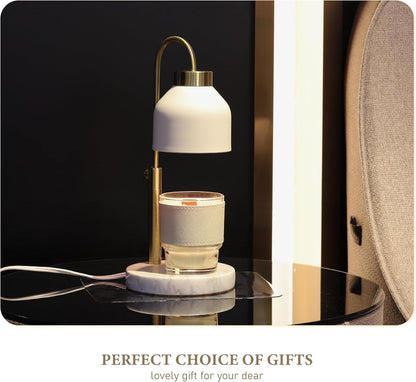 AIKUT Candle Warmer Lamp, with 2 Bulbs,Timer & Dimmer,Compatible with Large Yankee Candle Jars,3 Wick Candles,Height Adjustable Electric Top Candle Melter,White,110-120v