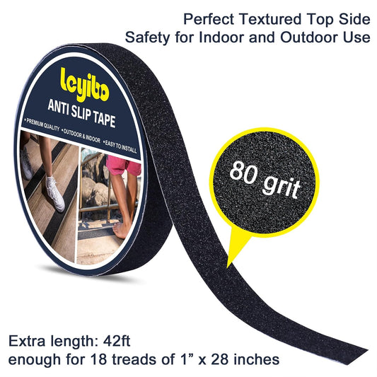 Anti Slip Tape with Glow in Dark Stripe for Stairs, 6”x35ft, Grip Tape for Stairs Steps for Outdoor/Indoor, Waterproof Non Slip Strips for Stair Treads, High Traction, Easy Install