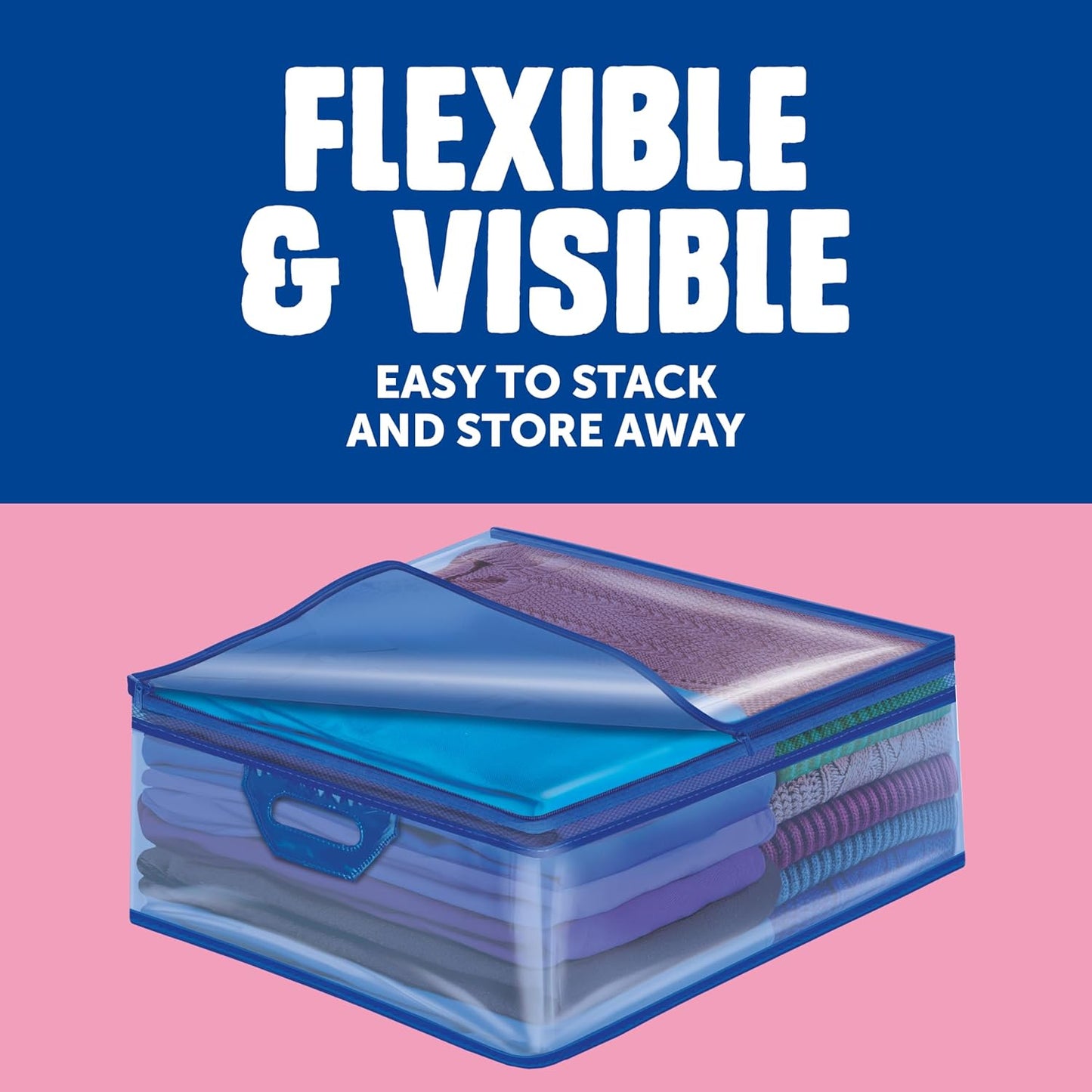 Ziploc Flexible Totes, X-Large Size, 22 Gallon, 2 Count Organizing Tote with Zipper and Built‑In Handles, Flexible & Stackable Clothing and Home Storage Bag