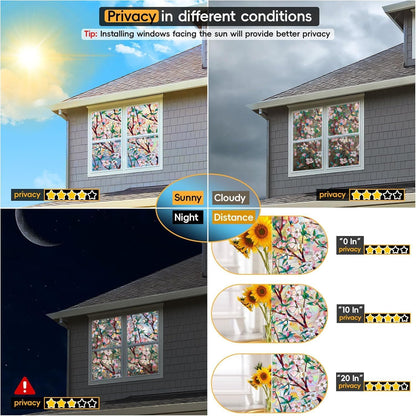 Frosted Glass Window Privacy Film Decorative with Tools, 2 Way Frosting Privacy Film for Glass Door, Static Cling Tint for Home Anti-UV, Covering Clings 23.6" by 77"