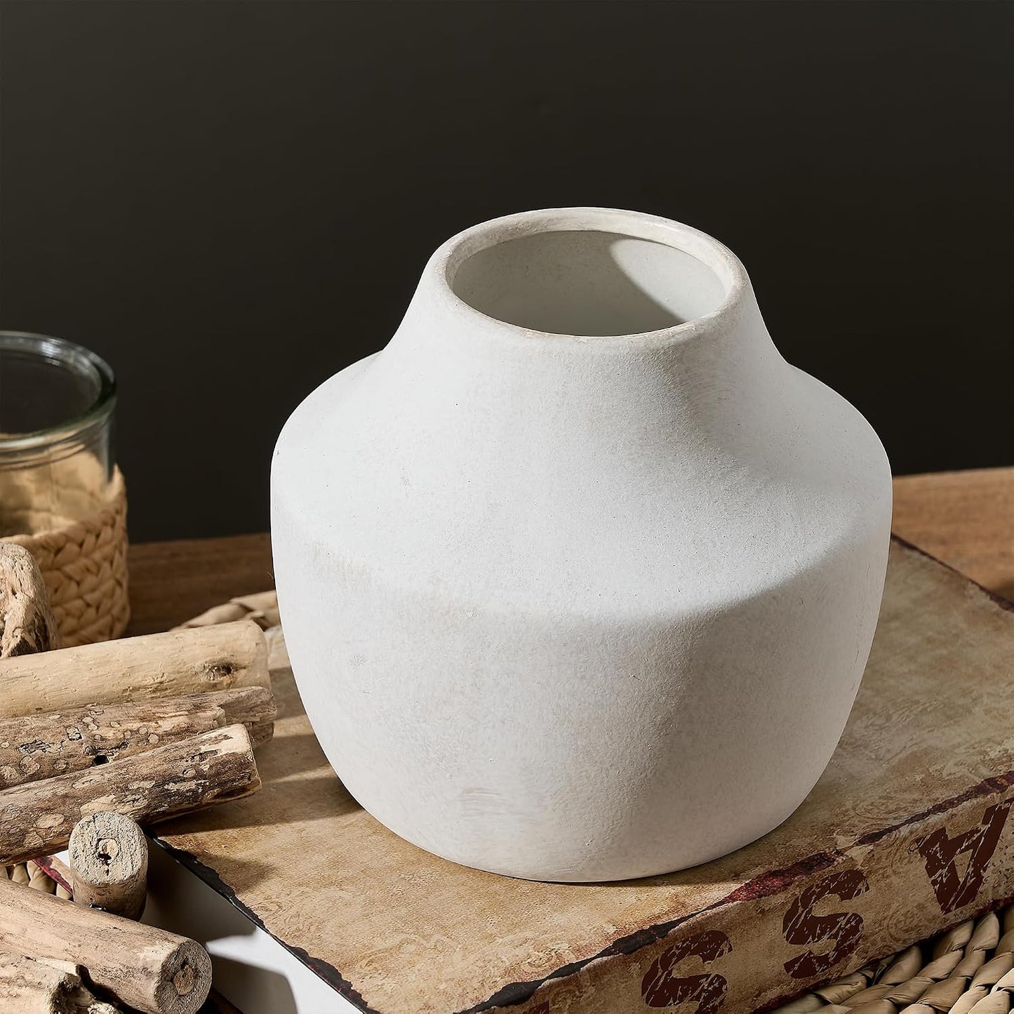 Ceramic Vase Set of 3, Modern Decorative Vases for Home Decor, Small Flower Pottery Vase Sets, Boho Farmhouse Rustic Vases for Living Room, Kitchen, Bedroom, Bathroom, Shelf, Table