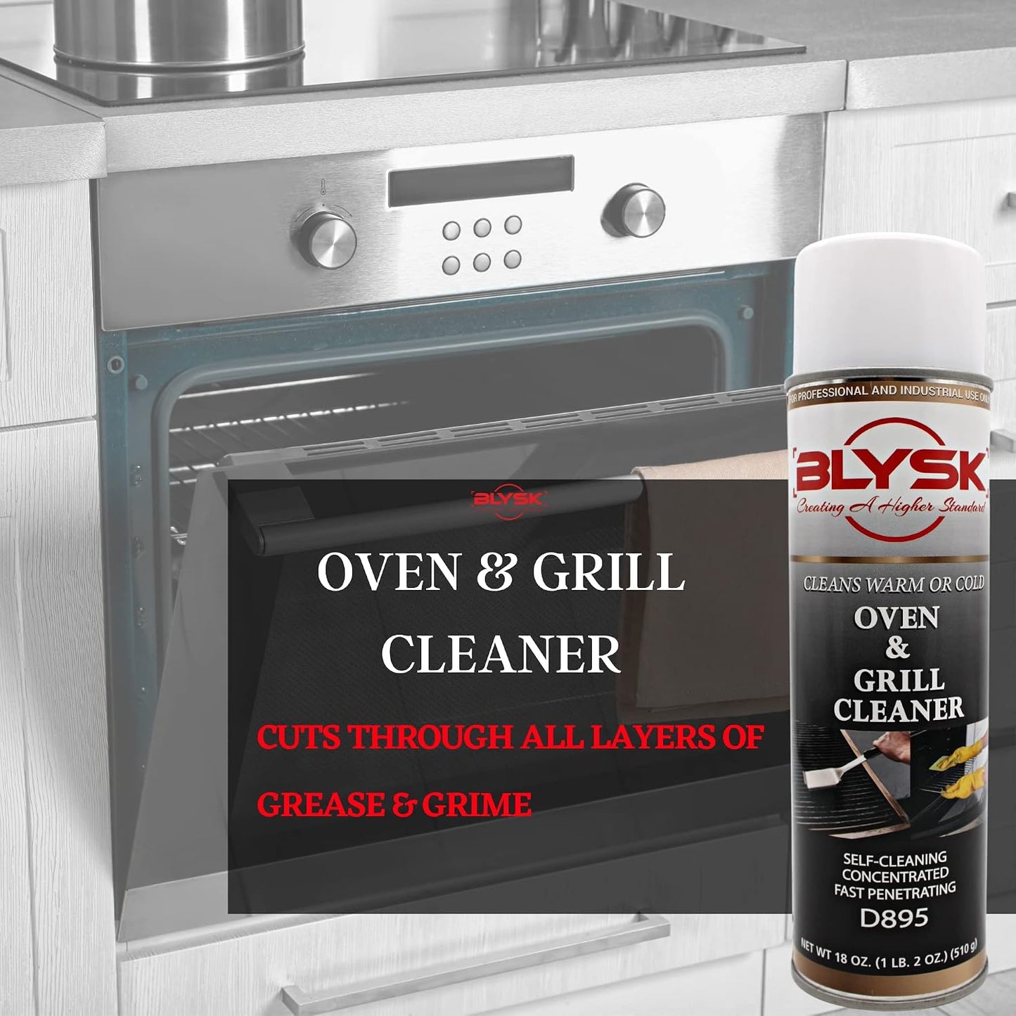 Oven & Grill Cleaner, 18 oz, Heavy Duty | Grease Cut, Oil Removal, Fast Action, Burnt Food, Kitchen Use, Tough Mess, Surface Care, Quick Spray, Grill Care