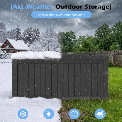 Outdoor Storage Box, 31 Gallon Resin Deck Boxes Outdoor Waterproof For Patio Furniture, Garden Tools, Pool Supplies, Lockable And UV Resistant (Rattan Gray)
