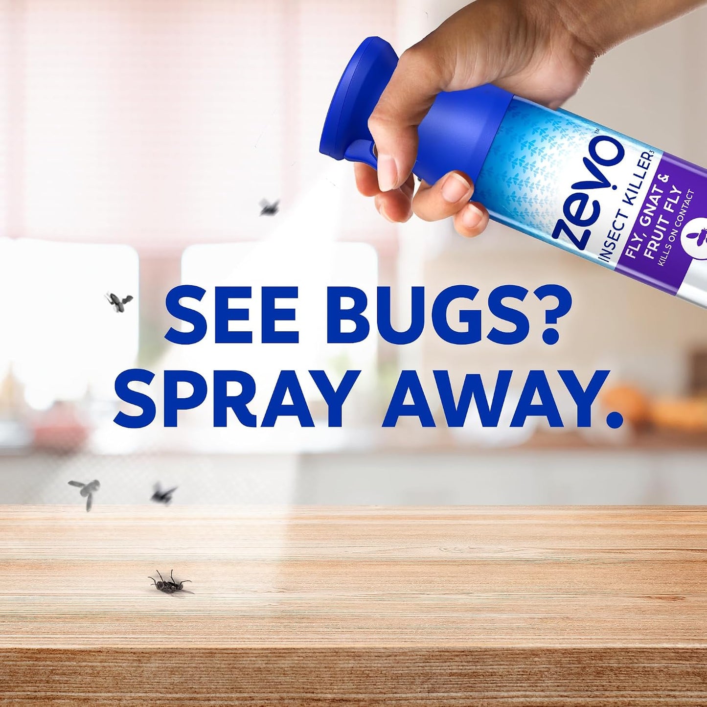 Zevo Flying Insect Killer Spray - Fruit Fly, Gnat, Fly & Mosquito Bug Spray for Home Use with Rosemary & Cornmint Oil - Indoor & Outdoor Use (3 Bottles)