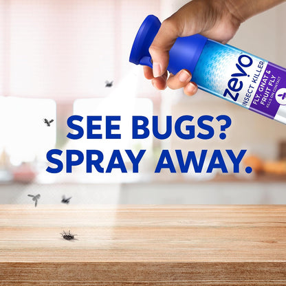 Zevo Flying Insect Killer Spray - Fruit Fly, Gnat, Fly & Mosquito Bug Spray for Home Use with Rosemary & Cornmint Oil - Indoor & Outdoor Use (3 Bottles)