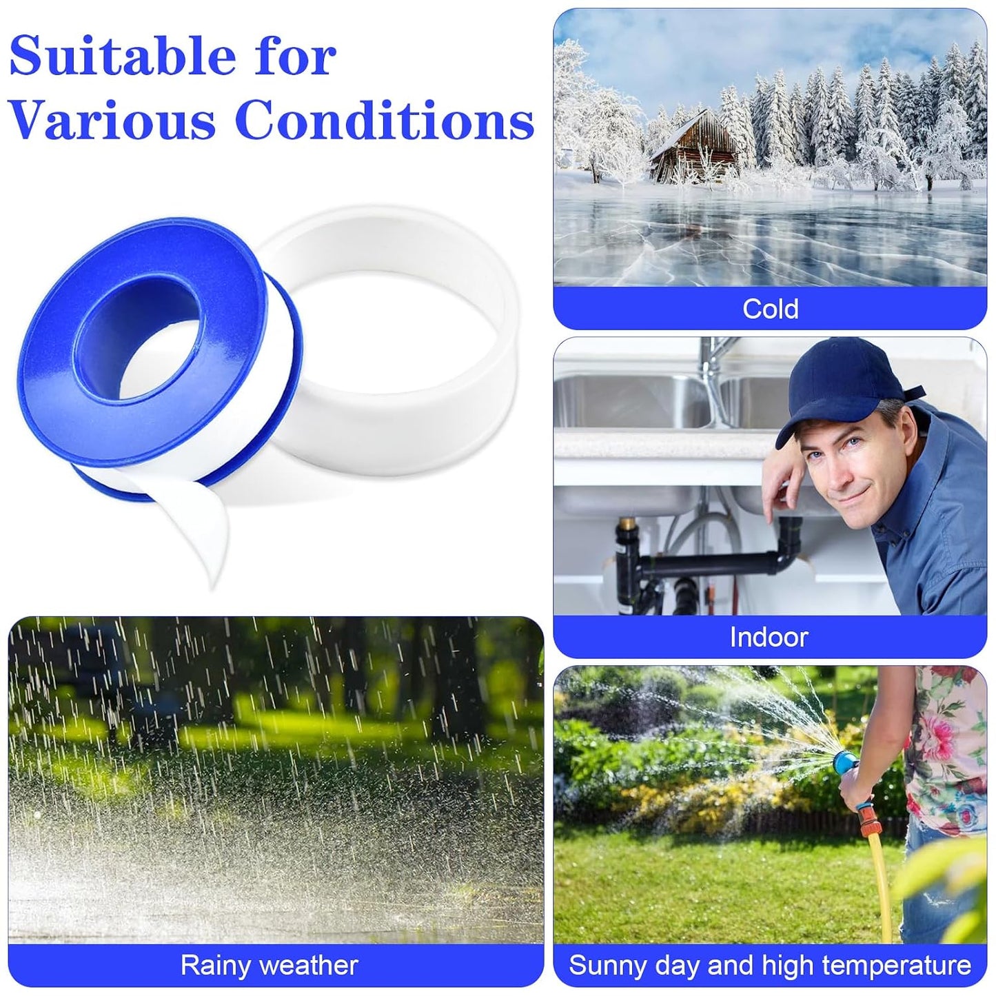 100 Rolls Teflon Tape,1/2 x 520 in Plumbers Tapes, PTFE Tape Waterproof Sealant Pipe Tape for Shower Head,Pipe Reparing,Thread Tape,White