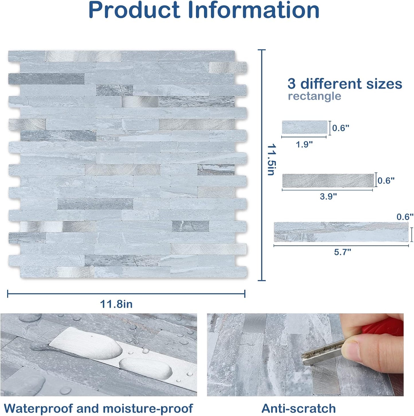 Midcard 10 Sheets Peel and Stick Backsplash PVC Wall Tile,for Kitchen Backsplash
