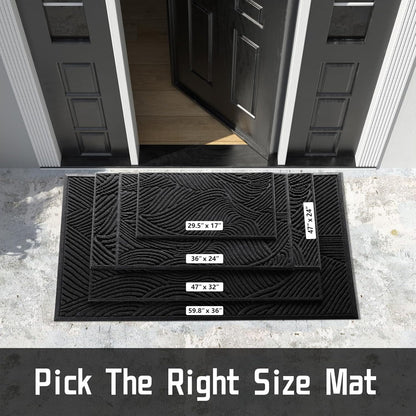 Yimobra Doormat Outdoor Entrance, Simple Stripes All-Weather Waterproof & Non-Slip Mat for Front Door, Heavy Duty Welcome Mat for Indoor, Garage, Patio-29.5x17, Dark Grey
