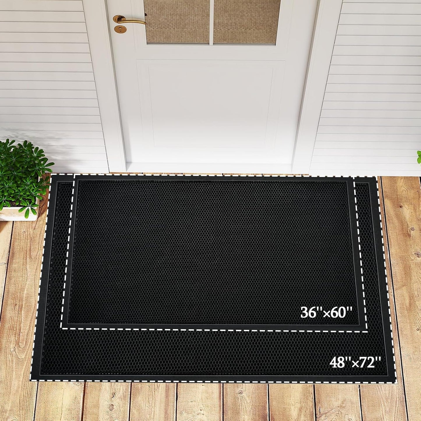 3'X5' Large Commercial Grade Mat,Mesh Mud Dirt Trapper Mat,Heavy Duty Scraper Front Doormat for Entrance,Sand Catcher Mats,Anti-Slip Rubber Backing,Low Profile Indoor Outdoor Mats,Black