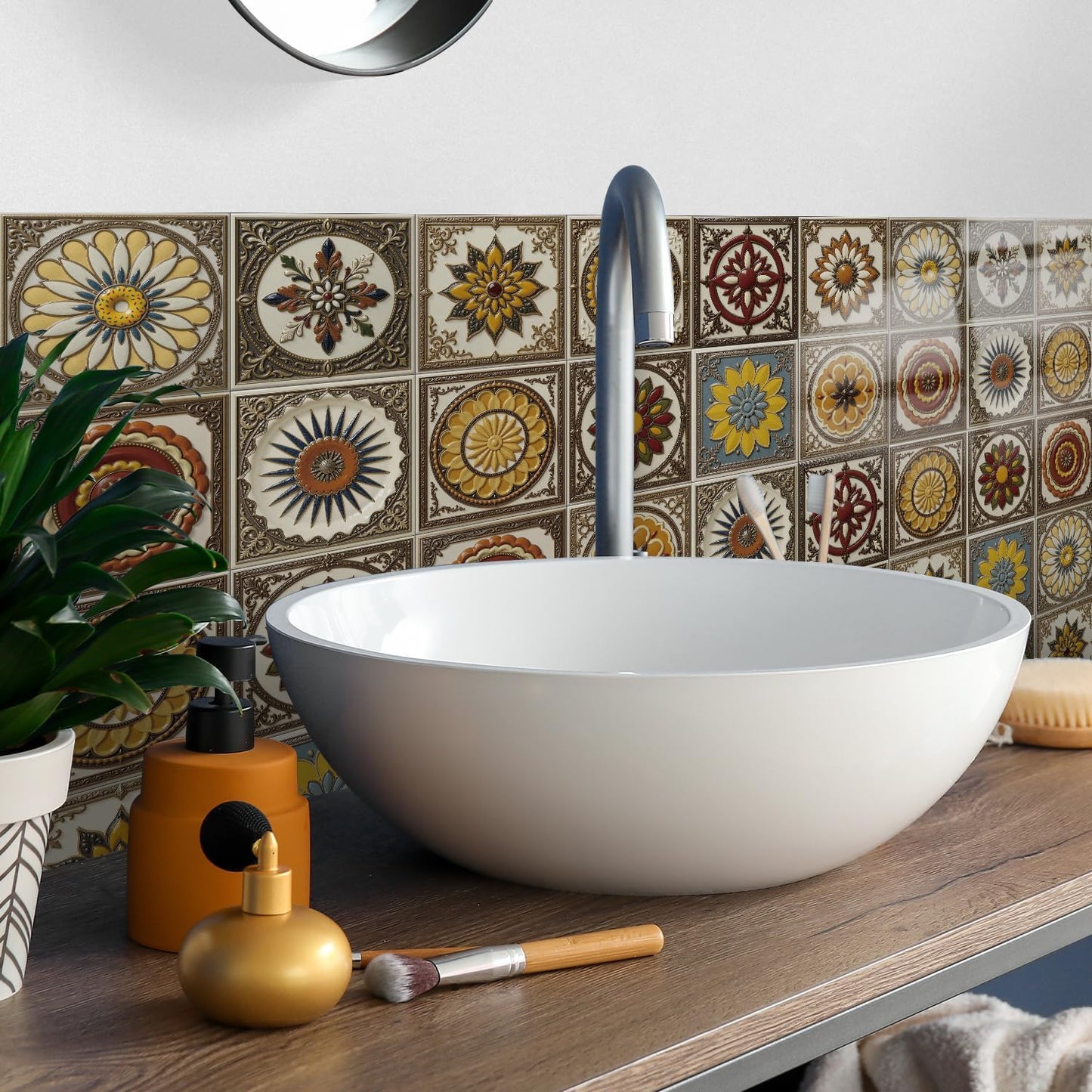 Peel and Stick Backsplash Tile Sticker for Kitchen and Bathroom Walls - 24 Removable 5.9"x5.9" Tiles, Waterproof